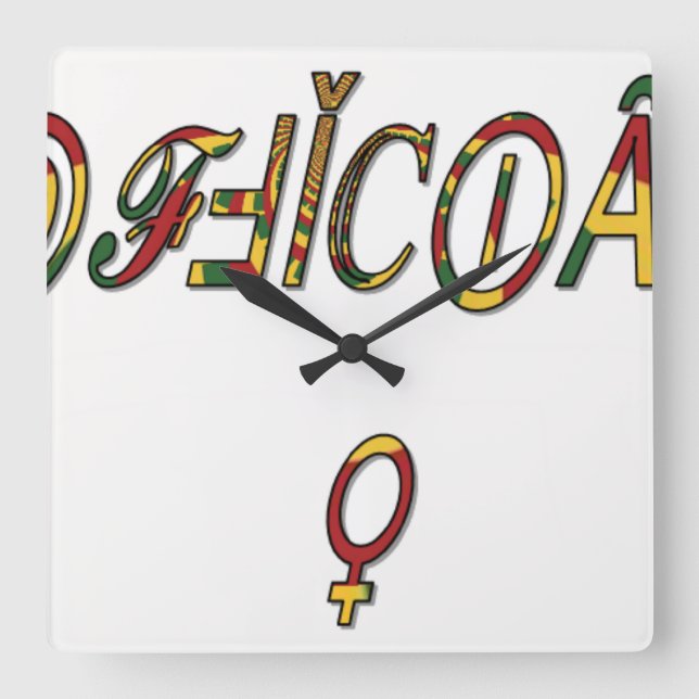 Relógio Quadrado Símbolo feminino "OFICIAL" invertido Impressão (Frente)