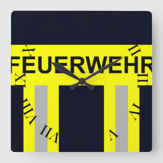 Relógio Quadrado Símbolo Feuerwehr Uniform Blau