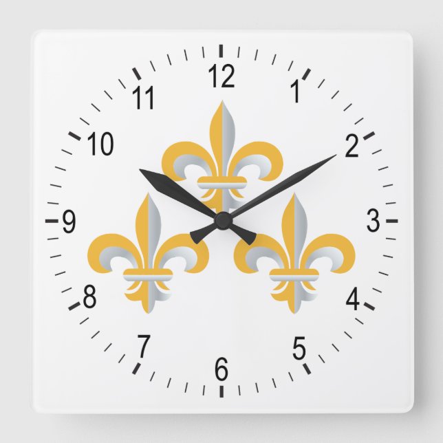 Relógio Quadrado Símbolo Fleur de Lis (Frente)