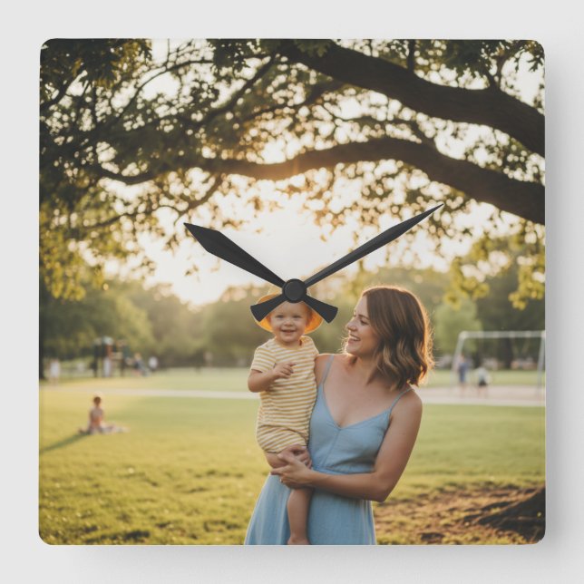 RELÓGIO QUADRADO SIMPLE MINIMAL MODERN MONOGRAM ELEGANT STYLE CHIC  (Frente)