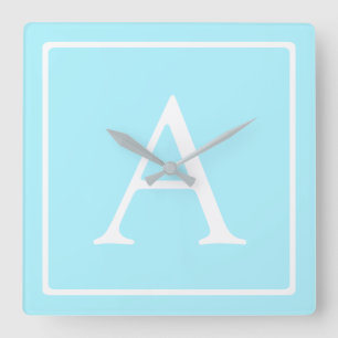 Relógio Quadrado Simple Sky Blue Monogram