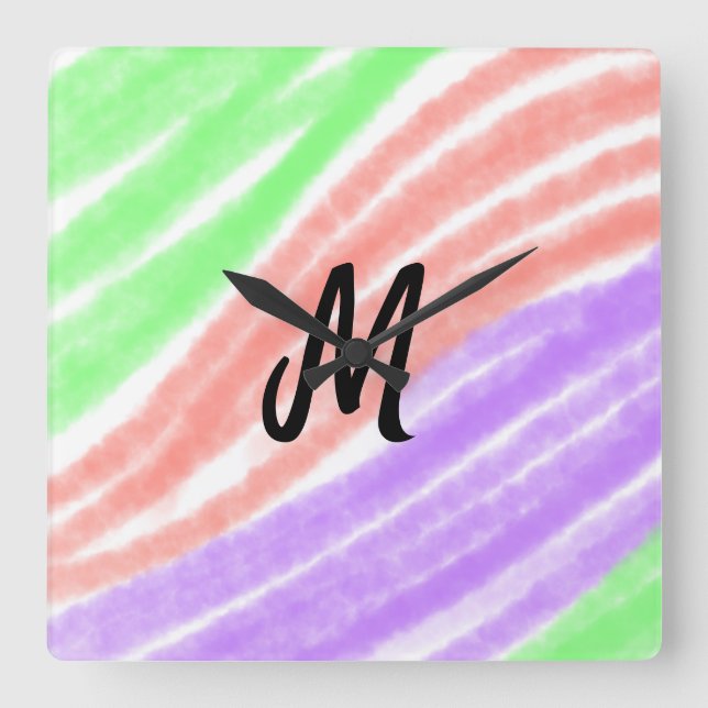 Relógio Quadrado Simples adicionar seu nome texto Personalizar post (Frente)