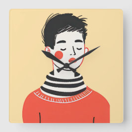 Relógio Quadrado Simples desenho moderno de pessoas legal