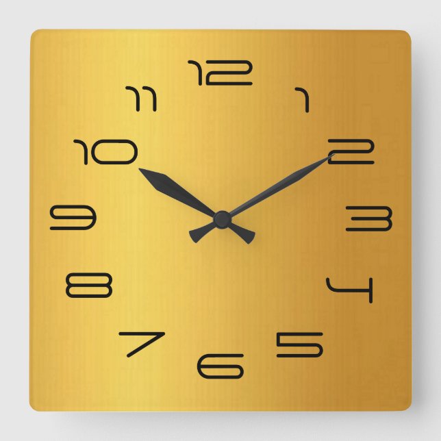 Relógio Quadrado Simplicidade Dourado (Frente)