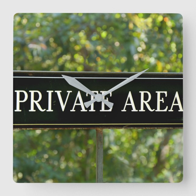 Relógio Quadrado Sinal de ÁREA PRIVADA (Frente)