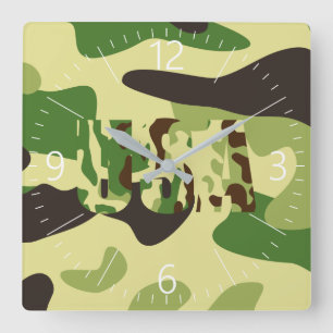 Relógio Quadrado Sinal de camuflagem khaki EUA