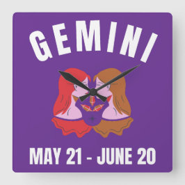 Relógio Quadrado Sinal de estrela Gemini