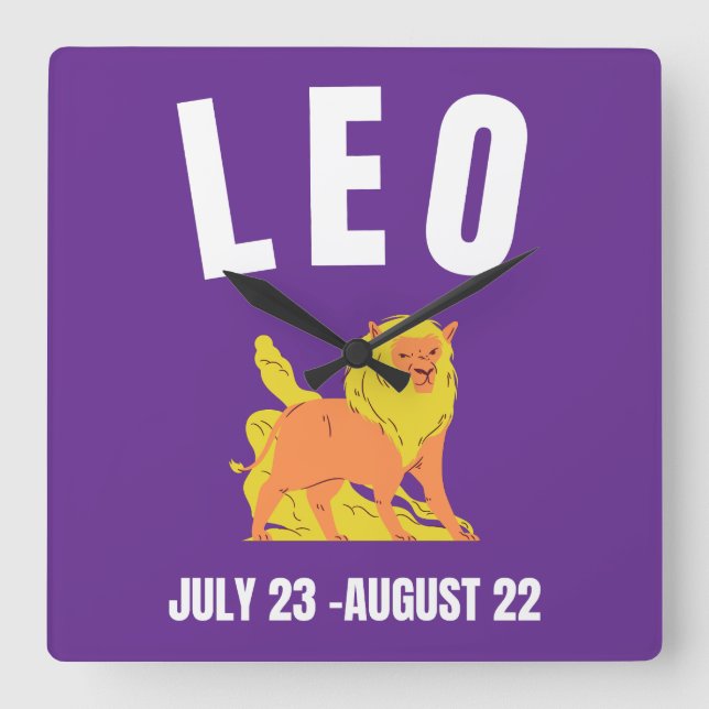 Relógio Quadrado Sinal de estrela Leo (Frente)