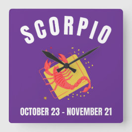 Relógio Quadrado Sinal de estrela Scorpio