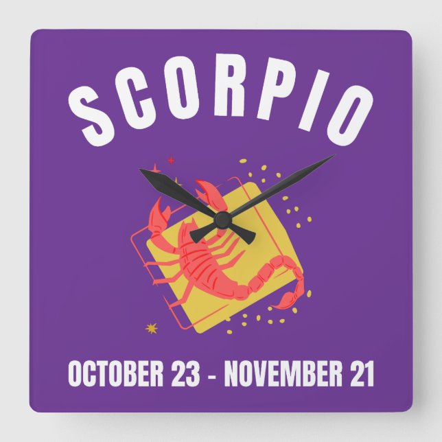 Relógio Quadrado Sinal de estrela Scorpio (Frente)