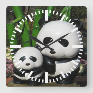 Relógio Quadrado Sinal de Panda Ueno Zoo