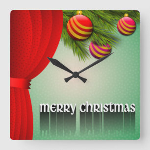 RELÓGIO QUADRADO SINAL "MERRY CHRISTMAS"