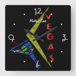 Relógio Quadrado Sinal Neon personalizado Las Vegas Mancave