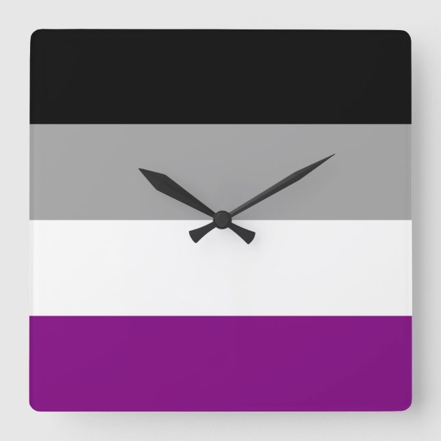 Relógio Quadrado Sinalizador de Orgulho Asexual (Frente)