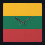 Relógio Quadrado Sinalizador Lituânia<br><div class="desc">Sinalizador Lituânia</div>