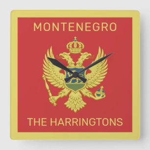 Relógio Quadrado Sinalizador Montenegro de Nome e Texto Personaliza