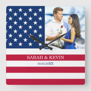 Relógio Quadrado Sinalizador Personalizado Americano de Fotografias