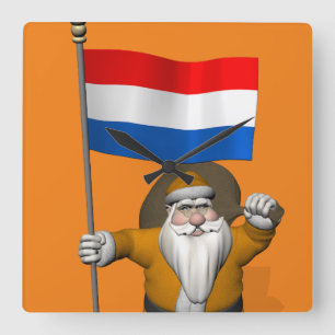 Relógio Quadrado Sinterklaas Com Sinal Dos Países Baixos