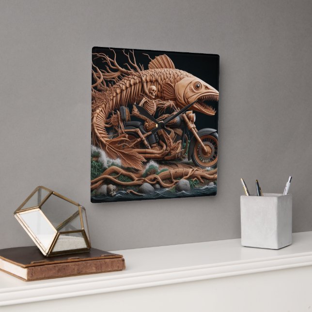 Relógio Quadrado skeleton cavalgou sua bicicleta de helicóptero par (Escritório)