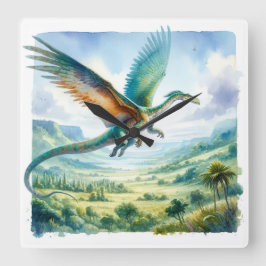 Relógio Quadrado Sky Ruler The Quetzalcoatlus REF34 - Watercolor