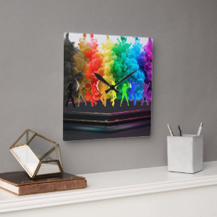 Relógio Quadrado SlipperyJoe's Dancing Pride Shadows gay presentes 