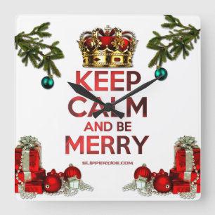 Relógio Quadrado SlipperyJoe's Feliz Árvore Artística de Natal