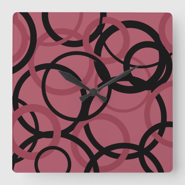 Relógio Quadrado Smoky Topaz and Black Circles  (Frente)