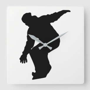 Relógio Quadrado Snowboarder Silhouette