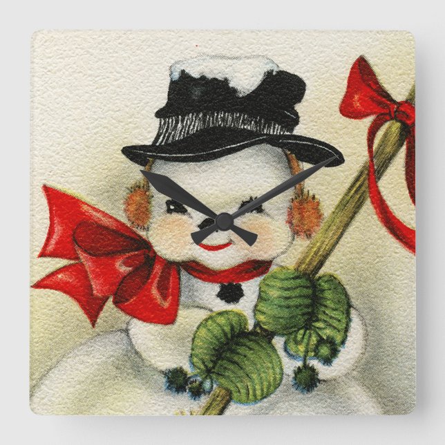 Relógio Quadrado Snowman 004 (Frente)