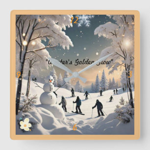 Relógio Quadrado "Snowy Woodland Walk"