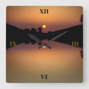 Relógio Quadrado Sol sobre Bruton Lake