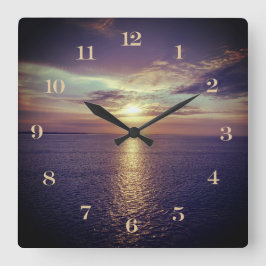 Relógio Quadrado Sol Sobre Uma Linda Vista Do Oceano