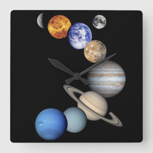 Relógio Quadrado Solar Sytem Montage