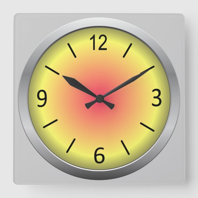 Relógio Quadrado Sombreado Bonito e Colorido (Frente)