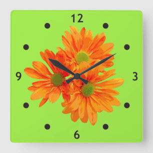 Relógio Quadrado Somente 3 flores da margarida do Gerbera + seu