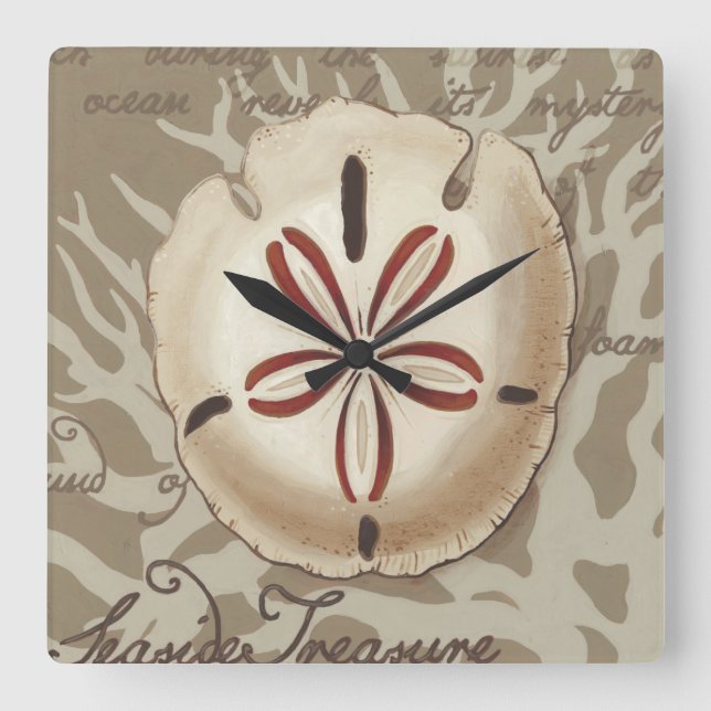 Relógio Quadrado Soneto de praia III (Frente)