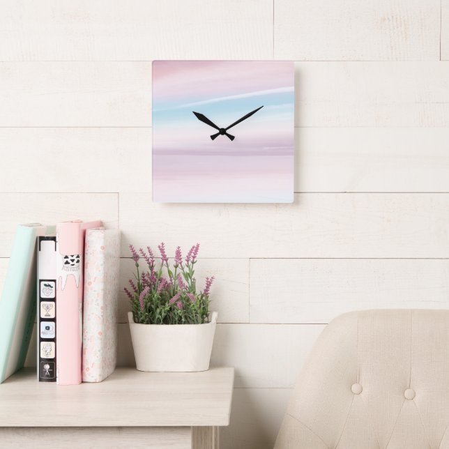 Relógio Quadrado Sonho do Céu Pastel 3 (Sala de leitura)