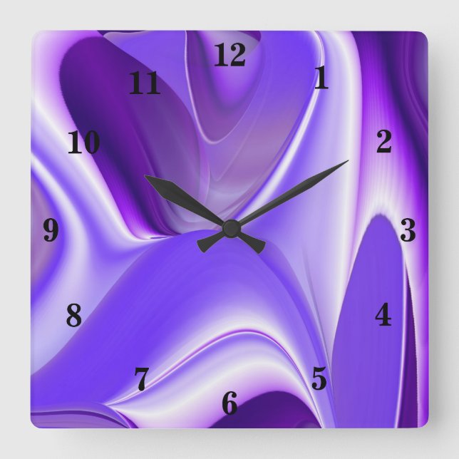 Relógio Quadrado Sonhos de Arco-Íris de Flor Roxo (Frente)