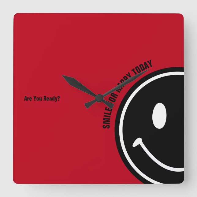 Relógio Quadrado Sorria por Feliz Hoje (Frente)