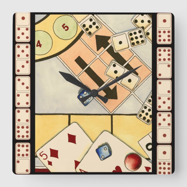 Relógio Quadrado Sorteio de Jogos de Chance (Frente)