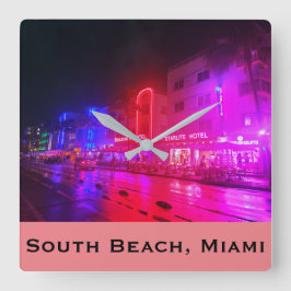 Relógio Quadrado South Beach, Miami, Florida Art Deco