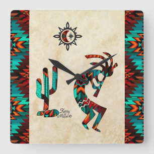 Relógio Quadrado Southwest Kokopelli Square Wall Clock