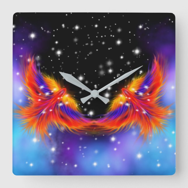 Relógio Quadrado Space Phoenix Nebula (Frente)