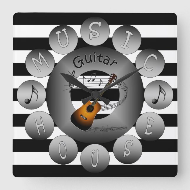 Relógio Quadrado ~ ~Spiral da escala da guitarra ~Acoustic do pulso (Frente)