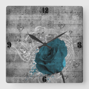 Relógio Quadrado Splatter antigo bonito da pintura do rosa do azul