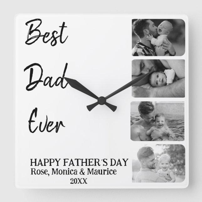 Relógio Quadrado Square wall clock, personalized, father's day. (Frente)