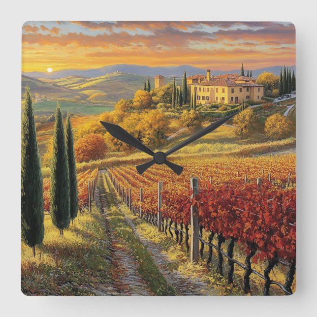 Relógio Quadrado Square Wall Clock with Italian Charm (Frente)