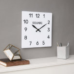 Relógio Quadrado Square wall clock with modern dial design<br><div class="desc">Square wall clock with modern dial design. Personalize with custom name or text. Black and white minimalistic design. Upload your own photo optionally. Great time keeper for home,  office,  hall,  club and more.</div>