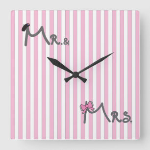 Relógio Quadrado Sr. e Sra. Bride/Groom Wall Clock