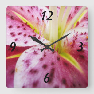 Relógio Quadrado Stargazer Lily Bright Magenta Floral